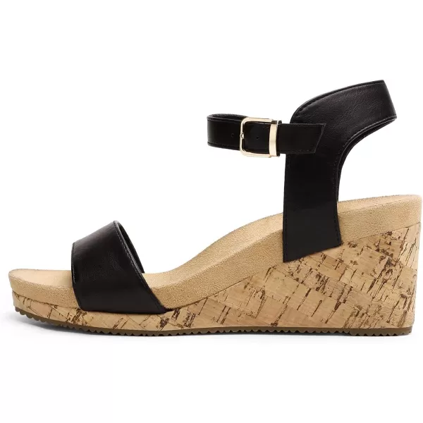 imageDREAM PAIRS Womens Open Toe Buckle Ankle Strap Platform Wedge SandalsBlackPu