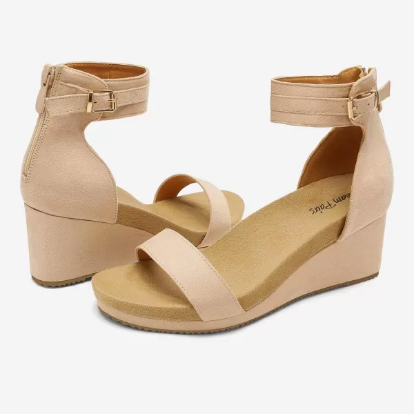 imageDREAM PAIRS Womens Open Toe Buckle Ankle Strap Platform Wedge SandalsNude