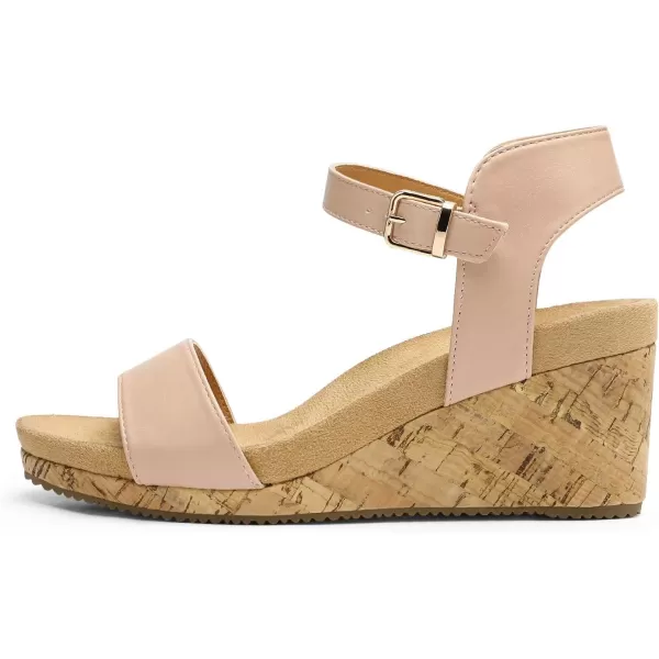 imageDREAM PAIRS Womens Open Toe Buckle Ankle Strap Platform Wedge SandalsNudePu