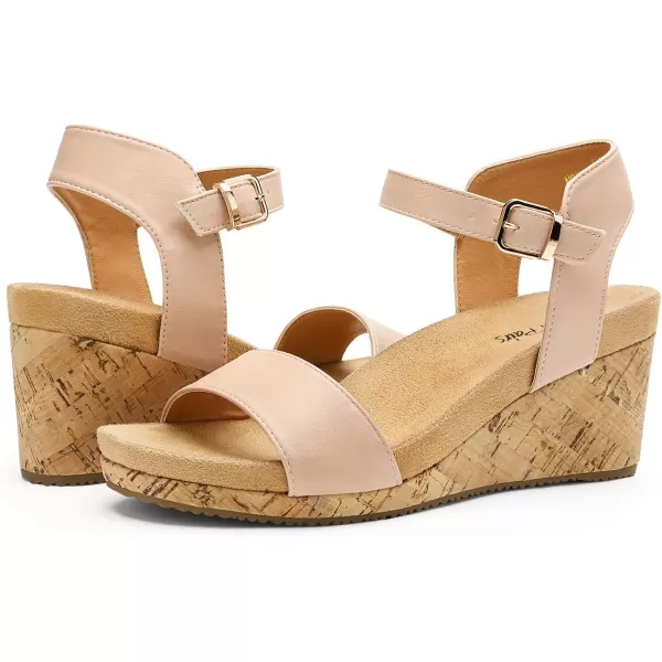 imageDREAM PAIRS Womens Open Toe Buckle Ankle Strap Platform Wedge SandalsNudePu