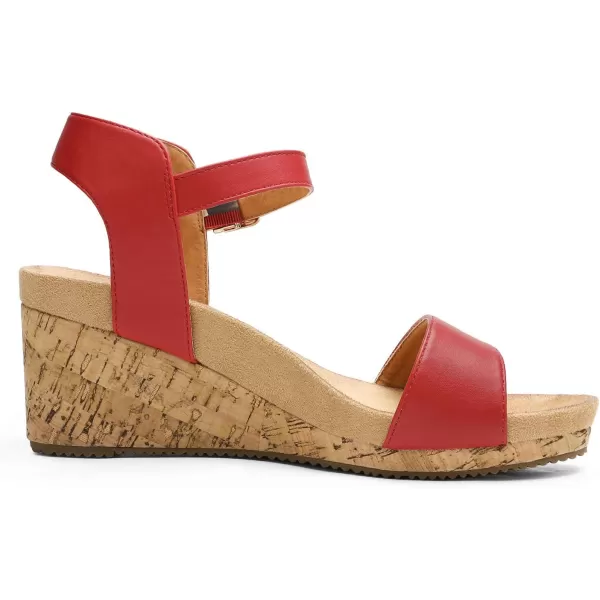 imageDREAM PAIRS Womens Open Toe Buckle Ankle Strap Platform Wedge SandalsRedPu