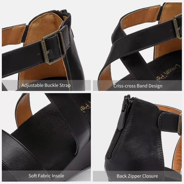 imageDREAM PAIRS Womens Open Toe Buckle Ankle Strap Summer Platform Wedge SandalsBlackPu