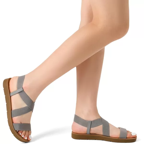 imageDREAM PAIRS Womens Open Toe Elastic Ankle Strap Flat Summer SandalsGrey1