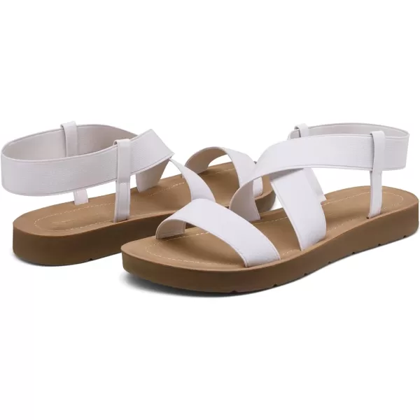 imageDREAM PAIRS Womens Open Toe Elastic Ankle Strap Flat Summer SandalsWhite1