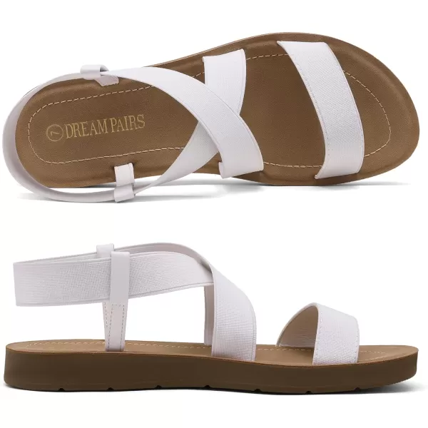 imageDREAM PAIRS Womens Open Toe Elastic Ankle Strap Flat Summer SandalsWhite1