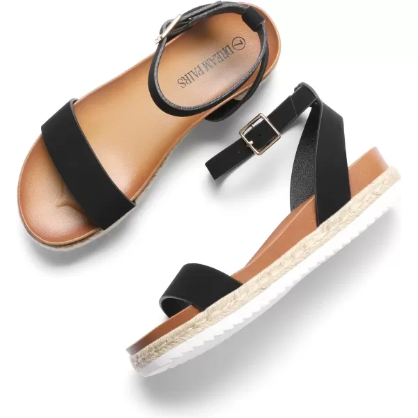 imageDREAM PAIRS Womens Open Toe Espadrille Platform SandalsBlackNubuck