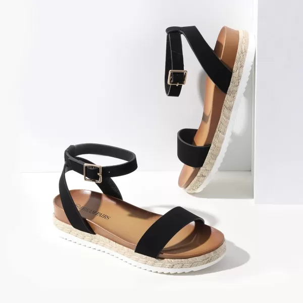 imageDREAM PAIRS Womens Open Toe Espadrille Platform SandalsBlackNubuck
