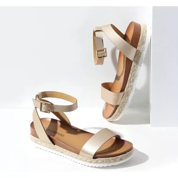 imageDREAM PAIRS Womens Open Toe Espadrille Platform SandalsGoldPu