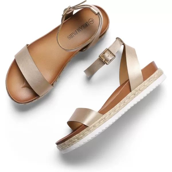 imageDREAM PAIRS Womens Open Toe Espadrille Platform SandalsGoldPu