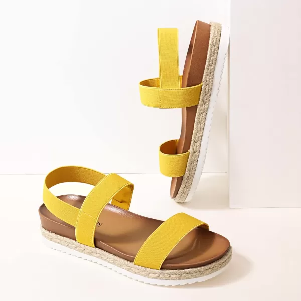 imageDREAM PAIRS Womens Open Toe Espadrille Platform SandalsMustardYellow