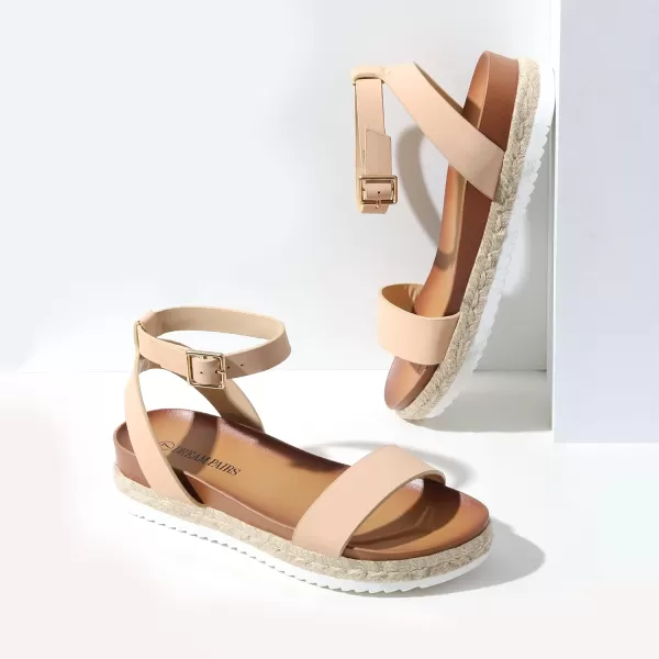 imageDREAM PAIRS Womens Open Toe Espadrille Platform SandalsNudeNubuck