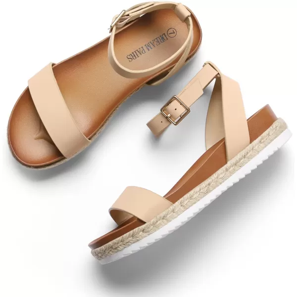 imageDREAM PAIRS Womens Open Toe Espadrille Platform SandalsNudeNubuck