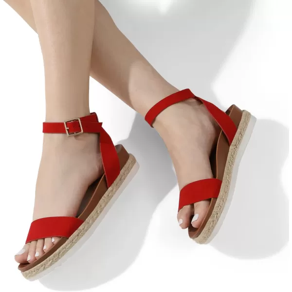imageDREAM PAIRS Womens Open Toe Espadrille Platform SandalsRedSuede