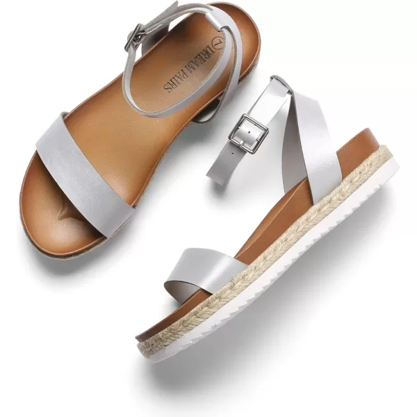 imageDREAM PAIRS Womens Open Toe Espadrille Platform SandalsSilverPu