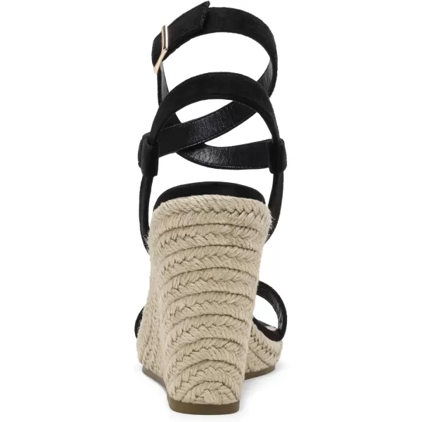 imageDREAM PAIRS Womens Open Toe Espadrilles Dressy Platform Sandals Buckle Ankle Strap Stylish Wedges SandalsBlackSuede