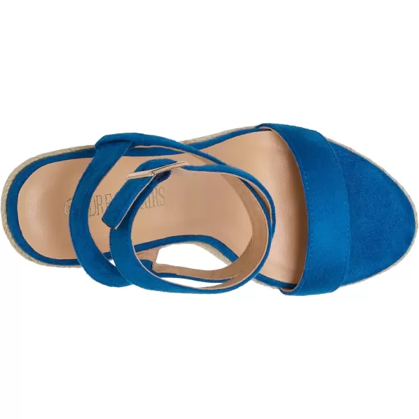 imageDREAM PAIRS Womens Open Toe Espadrilles Dressy Platform Sandals Buckle Ankle Strap Stylish Wedges SandalsBlueSuede