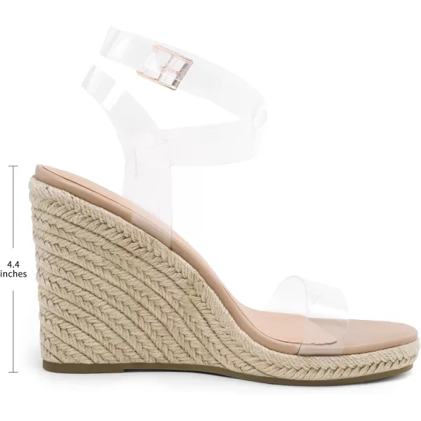 imageDREAM PAIRS Womens Open Toe Espadrilles Dressy Platform Sandals Buckle Ankle Strap Stylish Wedges SandalsClearNudePu