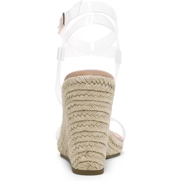 imageDREAM PAIRS Womens Open Toe Espadrilles Dressy Platform Sandals Buckle Ankle Strap Stylish Wedges SandalsClearNudePu