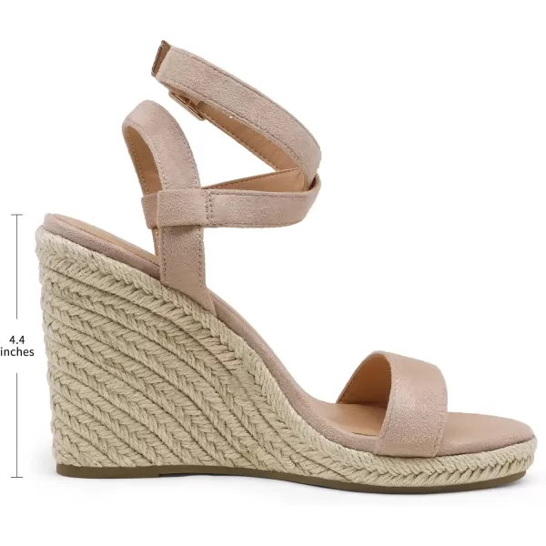 imageDREAM PAIRS Womens Open Toe Espadrilles Dressy Platform Sandals Buckle Ankle Strap Stylish Wedges SandalsNudeSuede