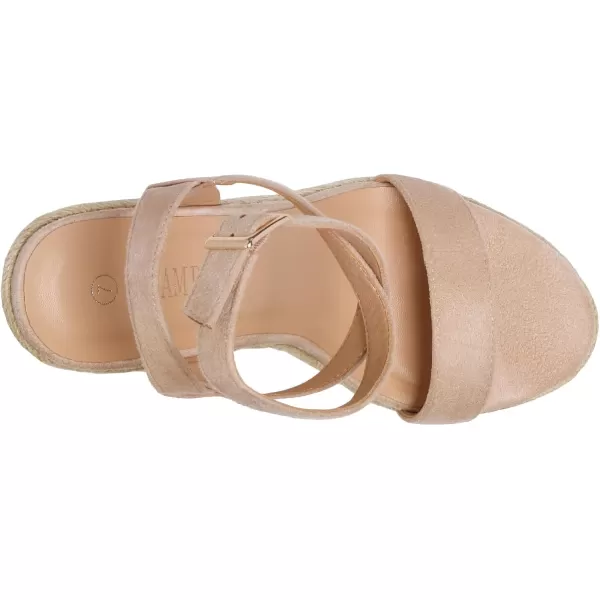 imageDREAM PAIRS Womens Open Toe Espadrilles Dressy Platform Sandals Buckle Ankle Strap Stylish Wedges SandalsNudeSuede