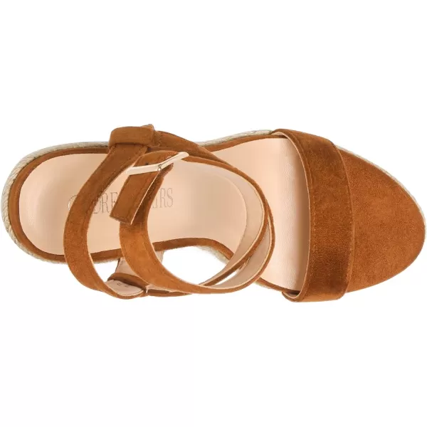 imageDREAM PAIRS Womens Open Toe Espadrilles Dressy Platform Sandals Buckle Ankle Strap Stylish Wedges SandalsTanSuede