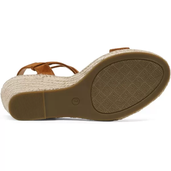 imageDREAM PAIRS Womens Open Toe Espadrilles Dressy Platform Sandals Buckle Ankle Strap Stylish Wedges SandalsTanSuede