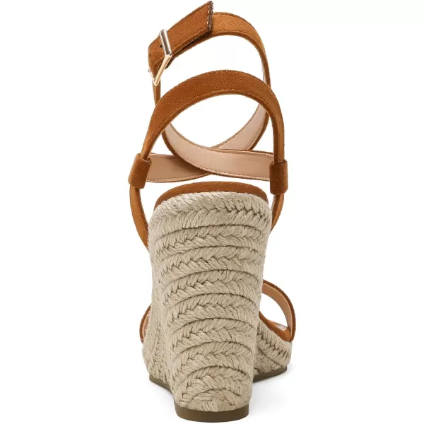 imageDREAM PAIRS Womens Open Toe Espadrilles Dressy Platform Sandals Buckle Ankle Strap Stylish Wedges SandalsTanSuede