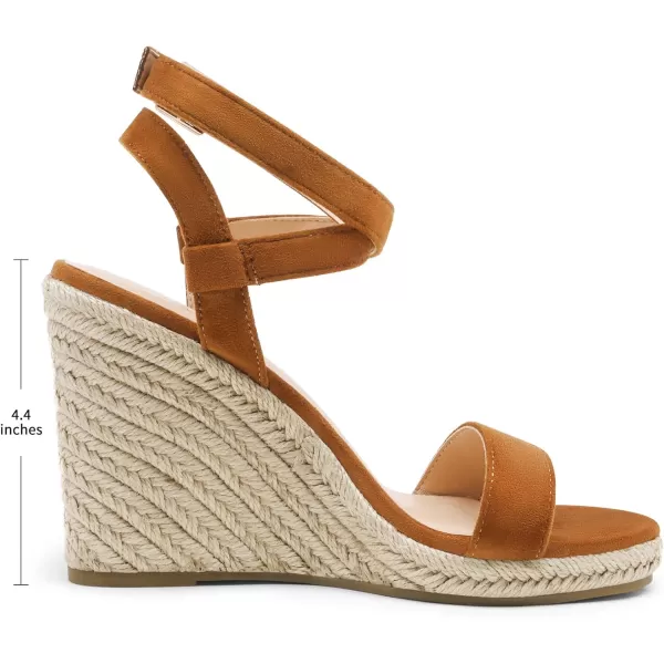 imageDREAM PAIRS Womens Open Toe Espadrilles Dressy Platform Sandals Buckle Ankle Strap Stylish Wedges SandalsTanSuede