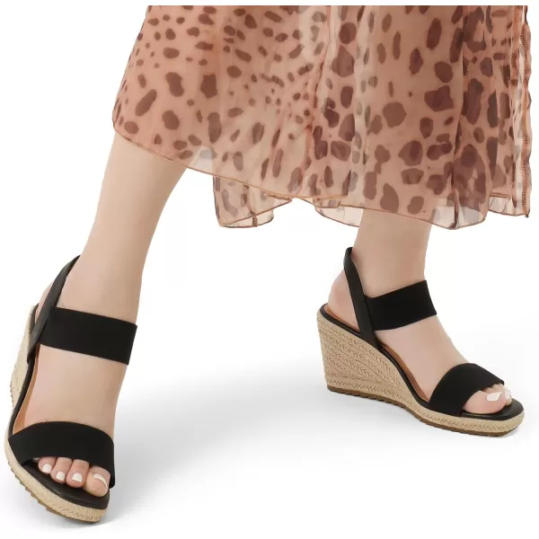 imageDREAM PAIRS Womens Open Toe Espadrilles Dressy Platform Sandals Slip on Elastic Ankle Strap Wedges SandalsBlack