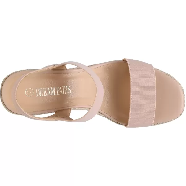 imageDREAM PAIRS Womens Open Toe Espadrilles Dressy Platform Sandals Slip on Elastic Ankle Strap Wedges SandalsBlush