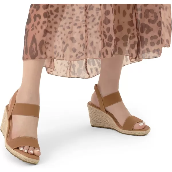 imageDREAM PAIRS Womens Open Toe Espadrilles Dressy Platform Sandals Slip on Elastic Ankle Strap Wedges SandalsCamel