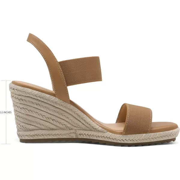 imageDREAM PAIRS Womens Open Toe Espadrilles Dressy Platform Sandals Slip on Elastic Ankle Strap Wedges SandalsCamel