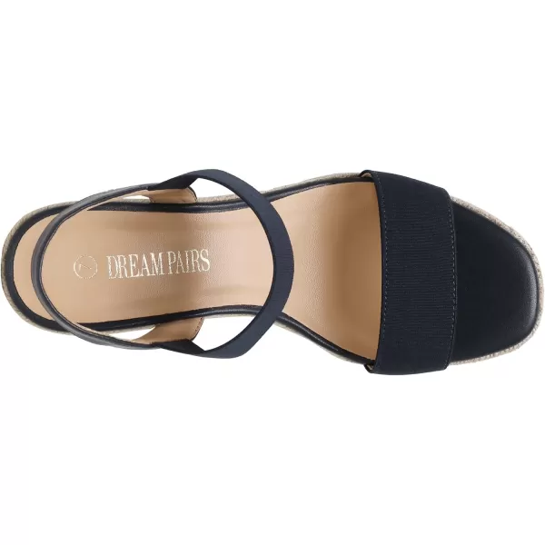 imageDREAM PAIRS Womens Open Toe Espadrilles Dressy Platform Sandals Slip on Elastic Ankle Strap Wedges SandalsNavy