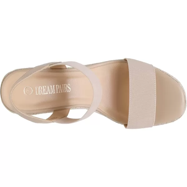 imageDREAM PAIRS Womens Open Toe Espadrilles Dressy Platform Sandals Slip on Elastic Ankle Strap Wedges SandalsNude