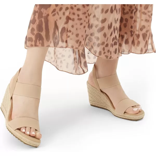 imageDREAM PAIRS Womens Open Toe Espadrilles Dressy Platform Sandals Slip on Elastic Ankle Strap Wedges SandalsNude