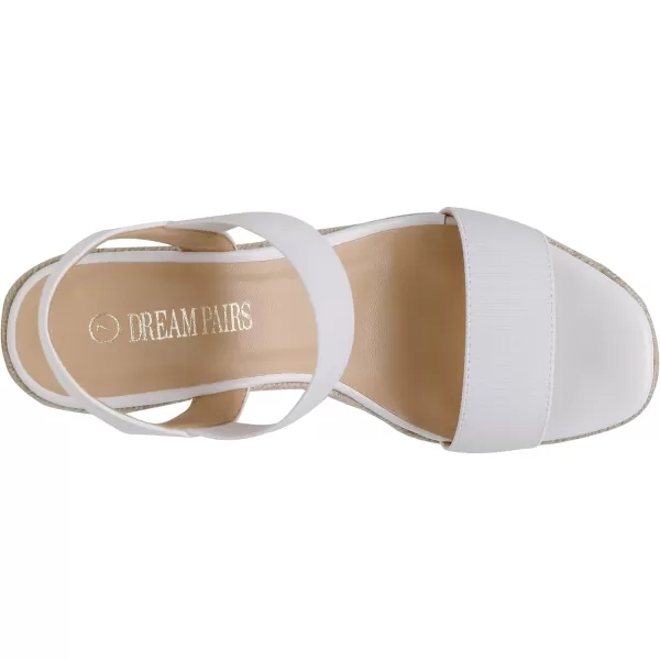 imageDREAM PAIRS Womens Open Toe Espadrilles Dressy Platform Sandals Slip on Elastic Ankle Strap Wedges SandalsWhite