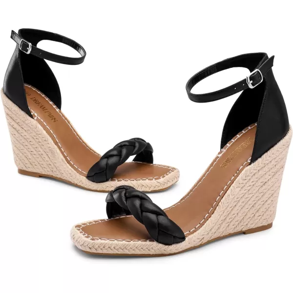 imageDREAM PAIRS Womens Open Toe Espadrilles Wedges Ankle Straps High Heels Platform Dressy SandalsBlack Braided