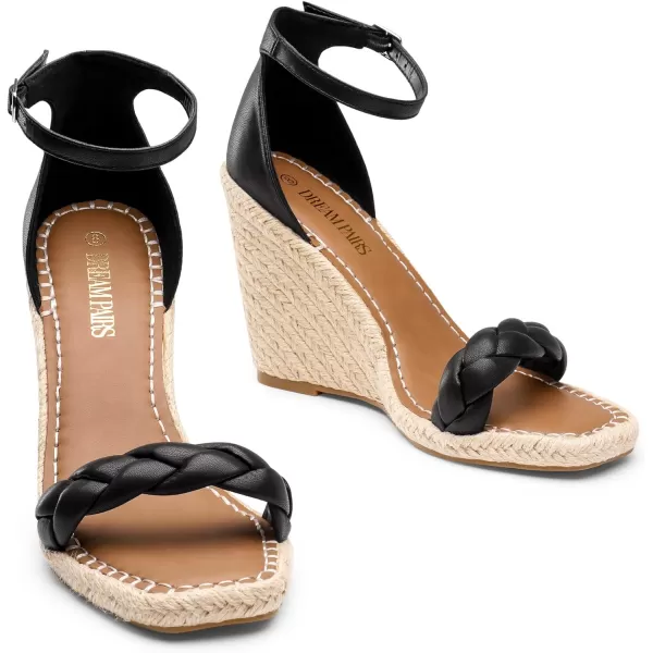 imageDREAM PAIRS Womens Open Toe Espadrilles Wedges Ankle Straps High Heels Platform Dressy SandalsBlack Braided