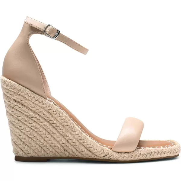 imageDREAM PAIRS Womens Open Toe Espadrilles Wedges Ankle Straps High Heels Platform Dressy SandalsNude