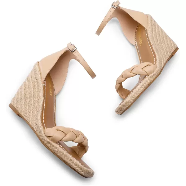 imageDREAM PAIRS Womens Open Toe Espadrilles Wedges Ankle Straps High Heels Platform Dressy SandalsNude Braided