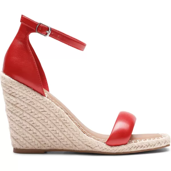 imageDREAM PAIRS Womens Open Toe Espadrilles Wedges Ankle Straps High Heels Platform Dressy SandalsRed