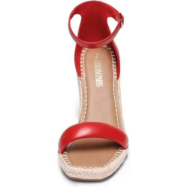 imageDREAM PAIRS Womens Open Toe Espadrilles Wedges Ankle Straps High Heels Platform Dressy SandalsRed