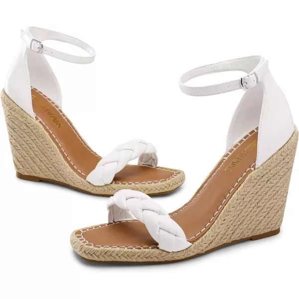 imageDREAM PAIRS Womens Open Toe Espadrilles Wedges Ankle Straps High Heels Platform Dressy SandalsWhite Braided