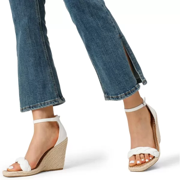 imageDREAM PAIRS Womens Open Toe Espadrilles Wedges Ankle Straps High Heels Platform Dressy SandalsWhite Braided