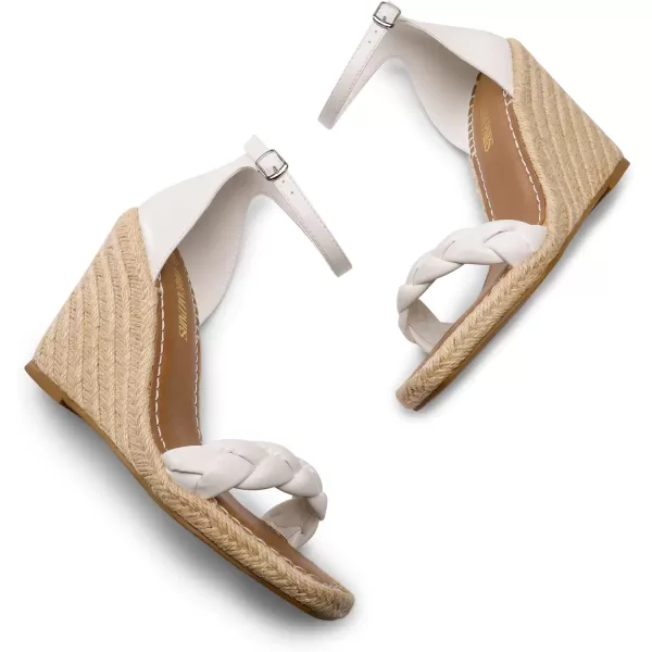 imageDREAM PAIRS Womens Open Toe Espadrilles Wedges Ankle Straps High Heels Platform Dressy SandalsWhite Braided