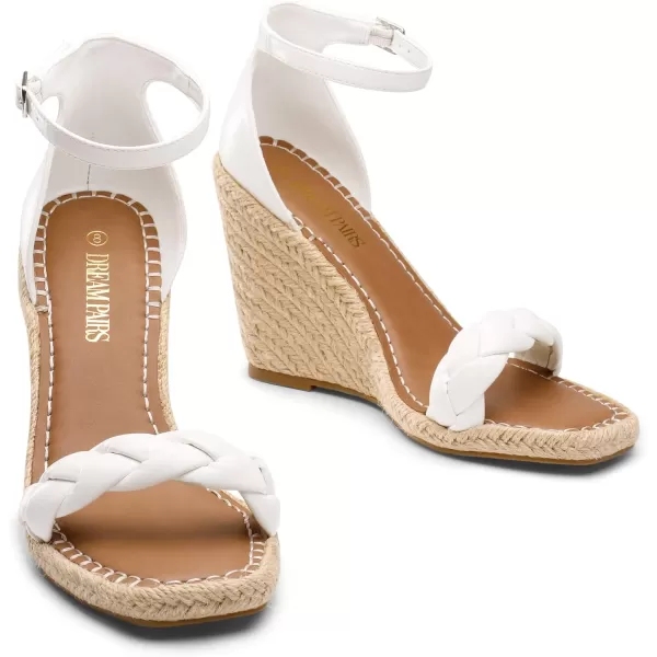 imageDREAM PAIRS Womens Open Toe Espadrilles Wedges Ankle Straps High Heels Platform Dressy SandalsWhite Braided