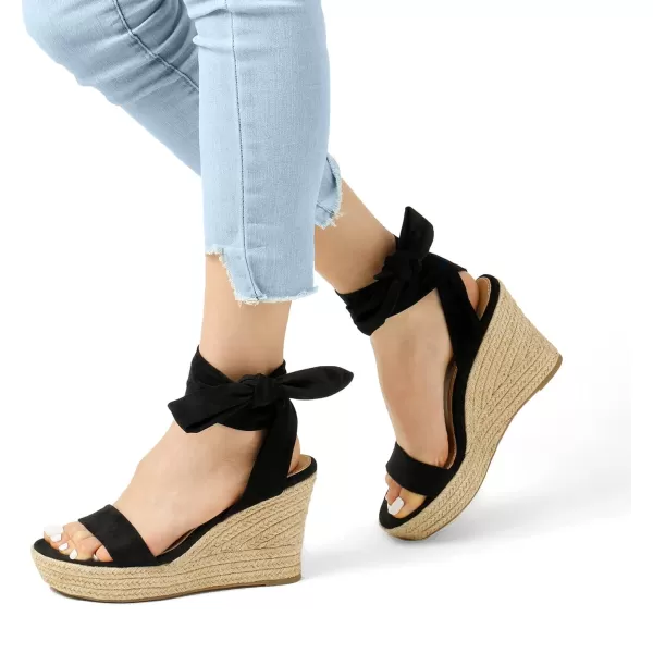 imageDREAM PAIRS Womens Open Toe Espadrilles Wedges Tie Lace Up Cute Ankle Strap Platform Sandals Dressy ShoesBlack