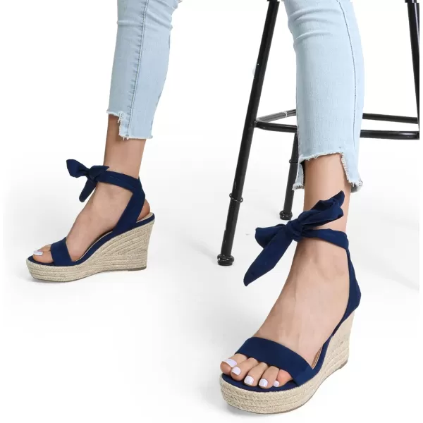 imageDREAM PAIRS Womens Open Toe Espadrilles Wedges Tie Lace Up Cute Ankle Strap Platform Sandals Dressy ShoesNavy