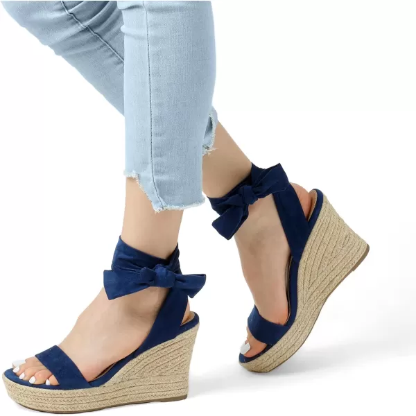 imageDREAM PAIRS Womens Open Toe Espadrilles Wedges Tie Lace Up Cute Ankle Strap Platform Sandals Dressy ShoesNavy