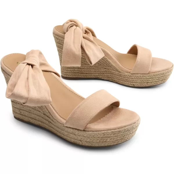 imageDREAM PAIRS Womens Open Toe Espadrilles Wedges Tie Lace Up Cute Ankle Strap Platform Sandals Dressy ShoesNude